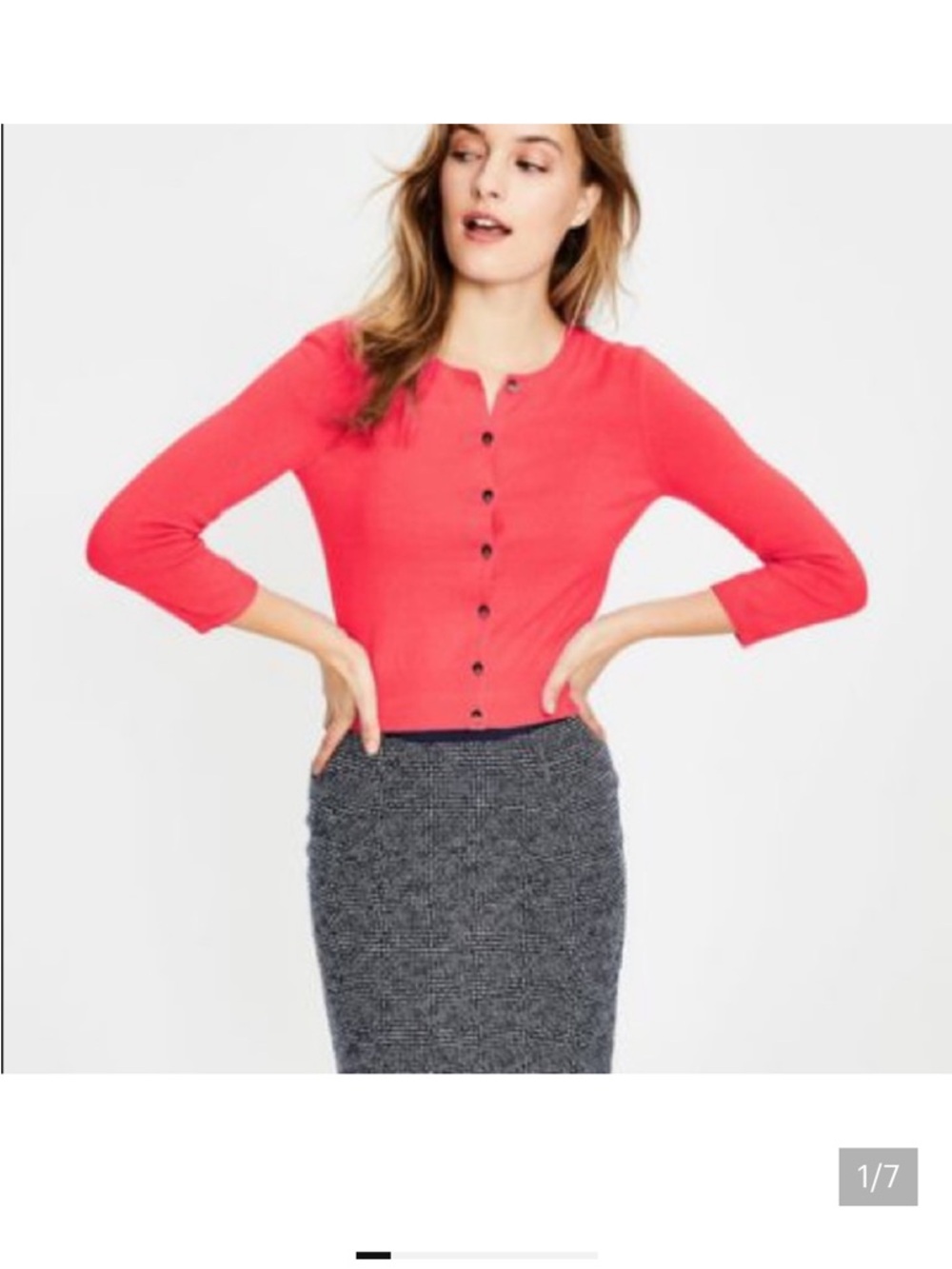 Boden Elsie Cashmere Shrunken Crop Crew Cardigan (Size 6)